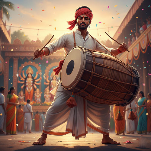 3D Dhaki Drummer